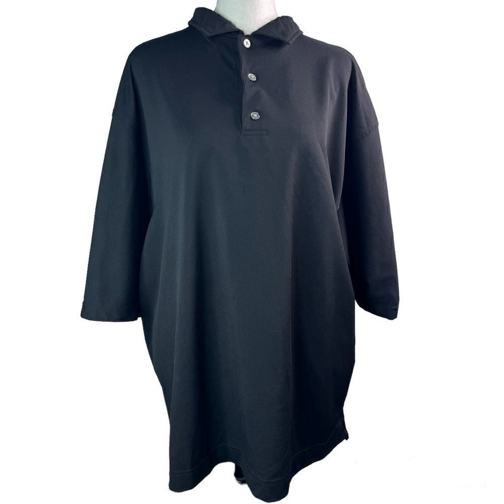 FootJoy Loose Fit Oversized 3/4 Button Up Polo Black Golf Men's Shirts Sz XL